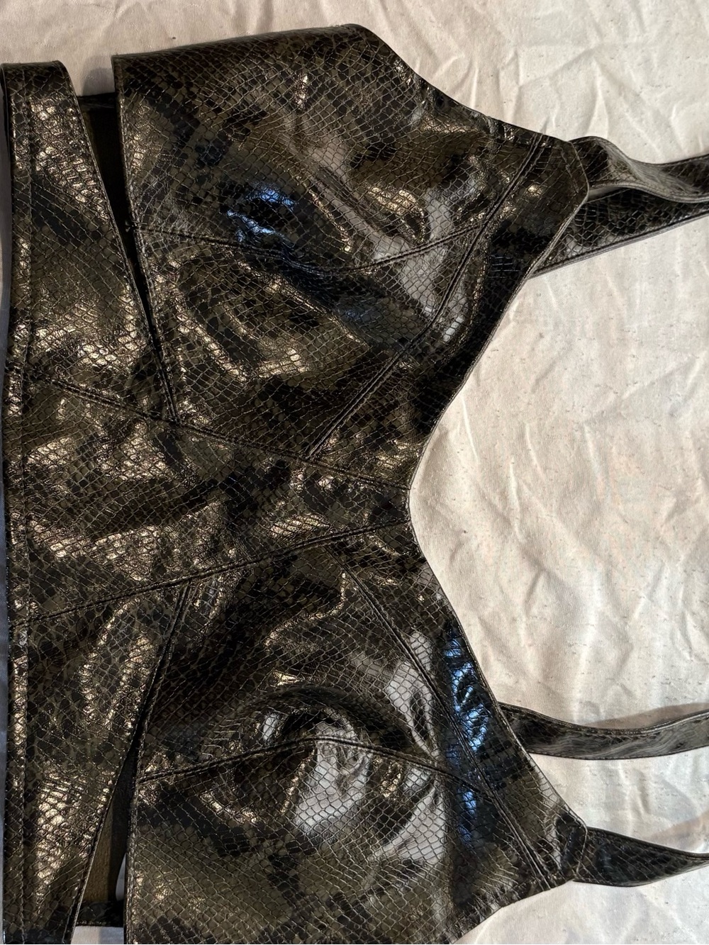 Zara Black Faux-Snake Leather Vest Jacket